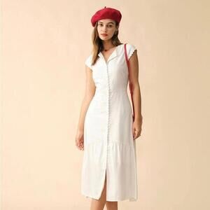 RIHOAS The Solid Color Lapel Midi Dress 3XL